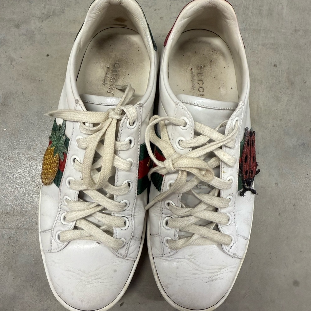 Gucci White Leather Ace Sneakers - Picture 1 of 4